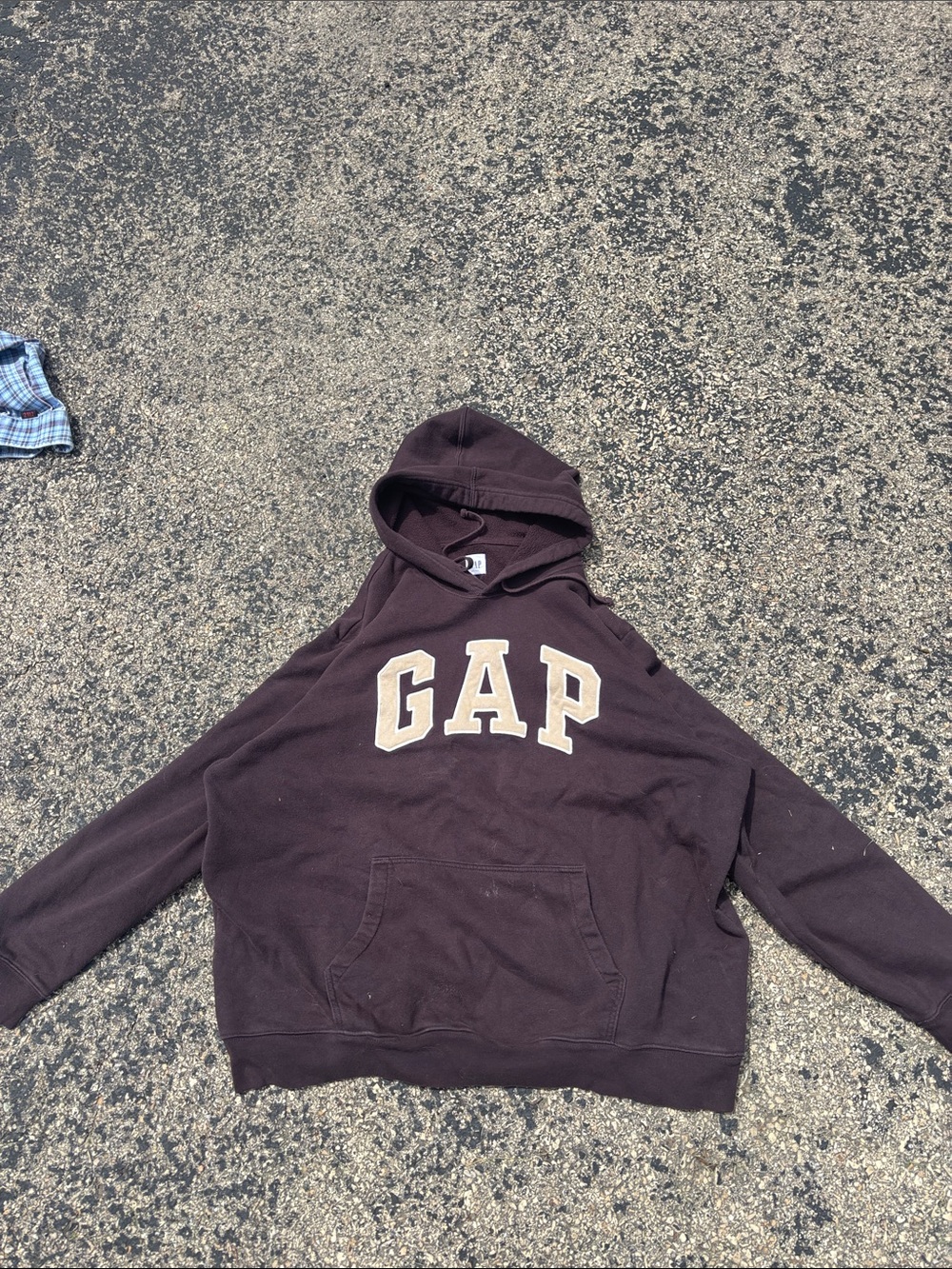 Vintage Y2K Gap Mens XXL Cotton Blend Brown Embroidered Arch Logo Pullover Hoodi